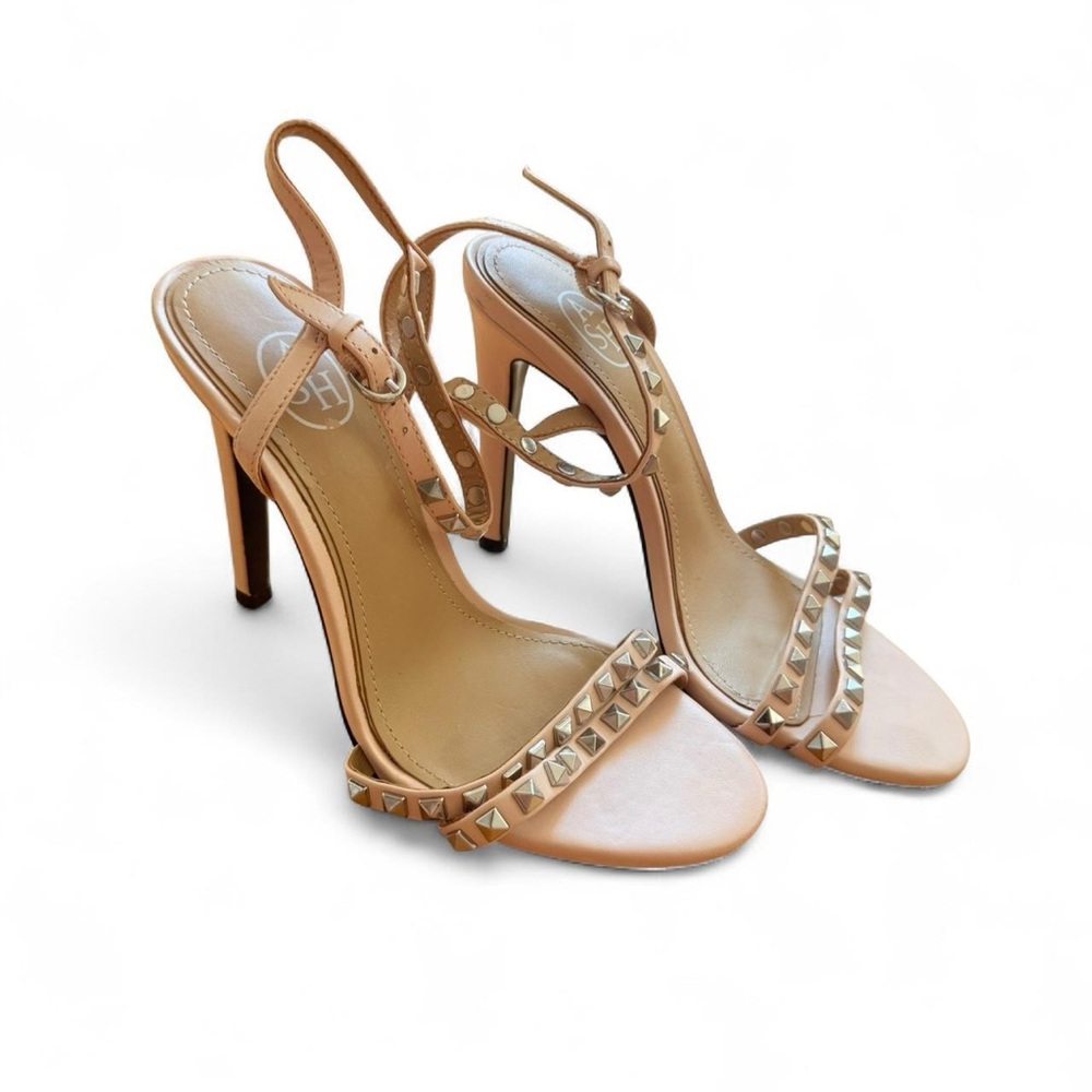 Y2K Rockstud Stiletto Heels Baby Pink As Glam Leather Rockstud